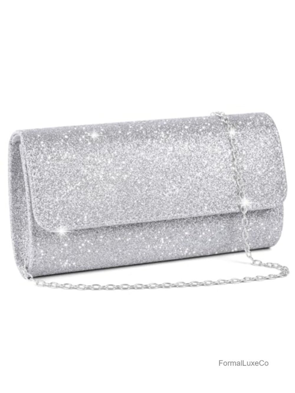 Sequined Envelope Clutch with Detachable Chain, Sparkling Evening Bag for
